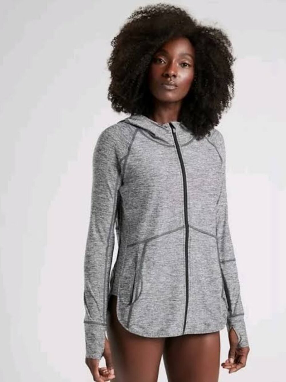 Athleta Pacifica Baja UPF Jacket size large charcoal grey heather sun protection